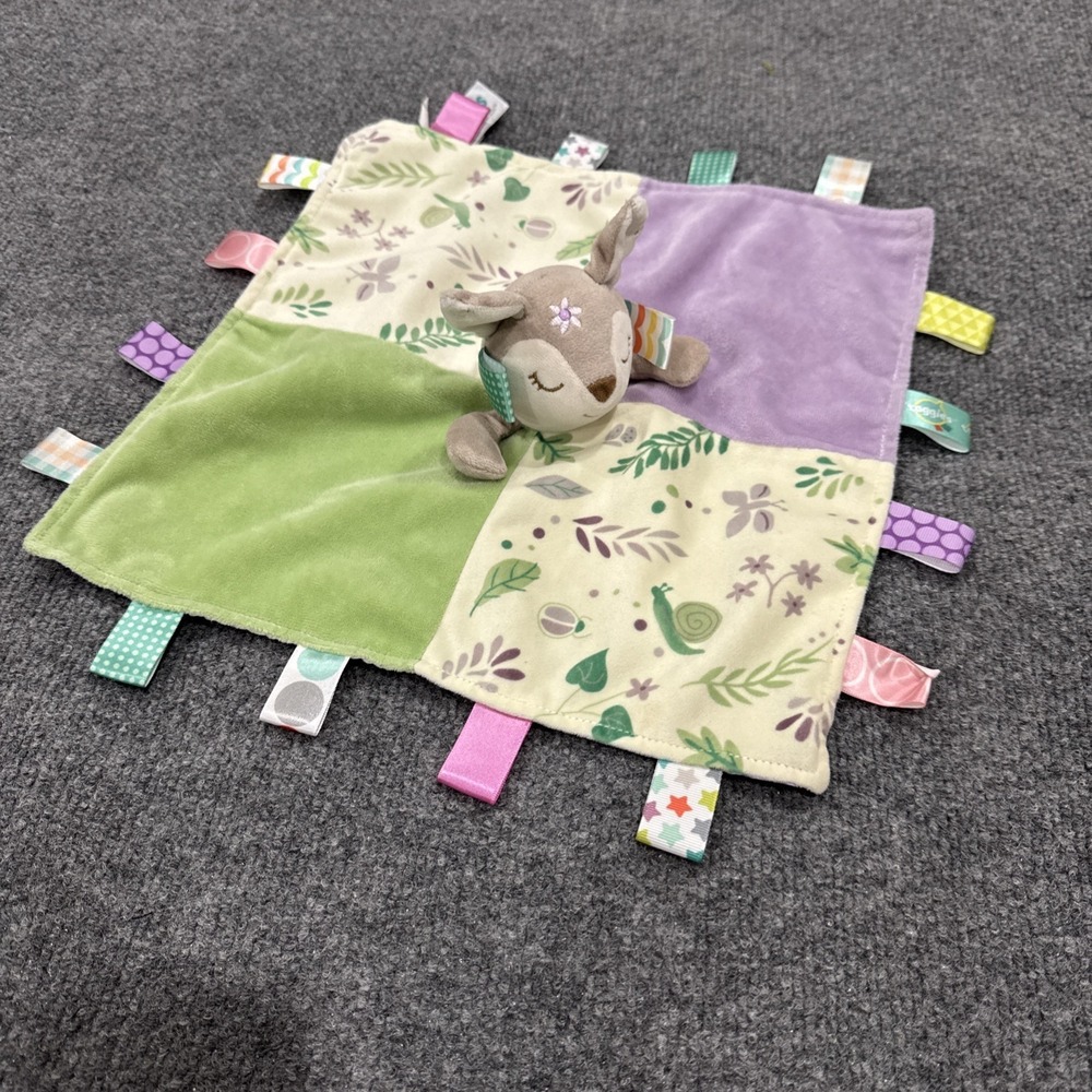 Taggies Flora Fawn Deer Baby Lovey Security Blanket Colorful Sensory Satin